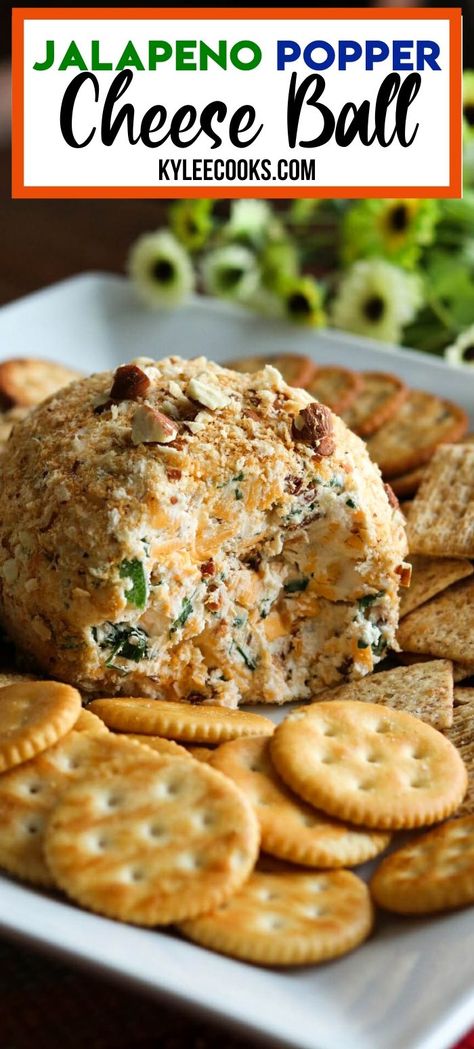 Jalepeno Popper Cheeseball Recipe, Cheese Ball Recipes Videos, Jalapeno Cheese Ball Recipes, Jalapeño Popper Cheese Ball, Popper Cheese Ball, Ball Cheese, Cheeseball Recipes, Make Ahead Appetizer, Cheese Ball Recipes Easy