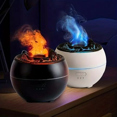 Durcord Essential Oil Diffuser Humidifier with Fire flame and Volcano design adds a unique touch to your space and fun element for your room.360ml Capacity Cool Mist Humidifier and Air Aroma Diffuser Upgraded 7 Colors flame light can bring a mystery and Aroma refreshing atmosphere.It's very suitable for home office, yoga, gym, it is a beautiful gift for friends, family or loved ones. Color: White. Aromatherapy Humidifier, Aroma Essential Oil, Flame Design, Cool Mist Humidifier, Viria, Air Humidifier, Electrical Outlets, Aromatherapy Diffusers, Aroma Diffuser