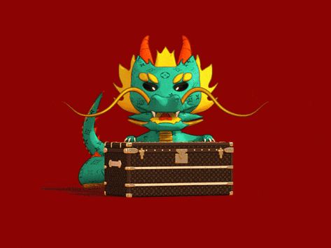 Louis Vuitton - Chinese New Year 2020 Watchfaces by Mattrunks Studio Chinese Animation, Happy Chinese New Year Gif, Chinese New Year Animation, Chinese New Year Motion Graphic, Chinese New Year Gif, Snake Chinese New Year, Dragon Flying Animation Gif, Lunar New Year Lion Dance, Chinese New Year Dragon