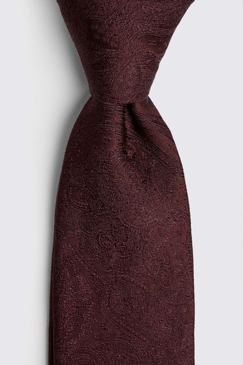 Burgundy Wedding Paisley Tie | Buy Online at Moss Shoes Editorial, Burgundy Tie, Custom Tuxedo, Interview Attire, Formal Shirt Dress, Morning Suits, Wedding Lookbook, Custom Made Suits, Tuxedo Pants