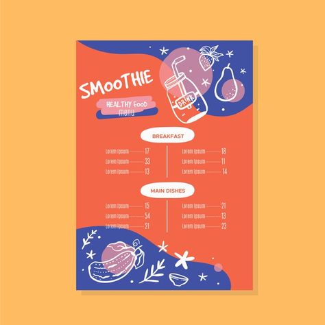 Colorful Menu Design, Food Menu Design Ideas, Healthy Food Restaurant, Menu Design Layout, Menu Cover Design, Colorful Restaurant, Restaurant Menu Covers, Healthy Restaurant Food, Template Restaurant