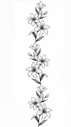 Botanical Sketching, Flower Vine Tattoos, Flower Spine Tattoos, Wrap Around Tattoo, Lily Flower Tattoos, Rose Tattoos For Women, Anklet Tattoos, Vine Tattoos, Spine Tattoos For Women