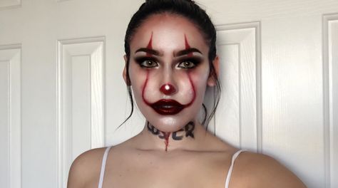 Pennywise makeup #halloweenmakeup #makeup #IT #pennywise Penny Wise Makeup Girl, Pennywise Makeup Girl, Penny Wise Makeup, Pennywise Makeup, Frickin Bats, Makeup Clown, Halloween Makeup Clown, Holloween Makeup, Makeup Scary