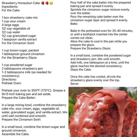 Strawberry Honeybun Cake Strawberry Banana Bundt Cake, Strawberry Ooey Gooey Butter Cake, Honeybun Cupcakes, Strawberry Hunny Bun Cake, Honeybun Cake Recipe Easy, Strawberry Honeybun Cake Recipe, Hunny Bun Cake Recipe, Strawberry Honey Bun Cake, Strawberry Honeybun Cake