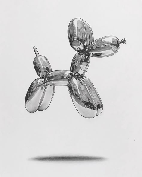 Object Drawing, Jeff Koons, Graphite Drawings, Balloon Dog, Pencil Art Drawings, Balloon Art, Realistic Art, Color Pencil Art, The Ghost