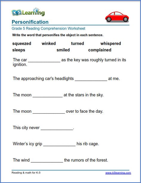 Personification worksheets | K5 Learning