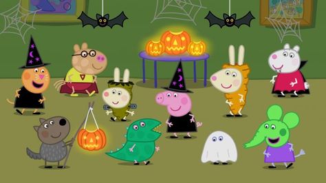 Peppa Pig Halloween New Clip, Activities and more! A new pepposode is coming 10/23. #Halloween2016 Peppa Pig Activities, Pig Activities, Peppa Halloween, Peppa Pig Halloween, Peppa Pig Teddy, Rebecca Rabbit, Halloween Classroom Decorations, Pig Halloween, Animated Halloween Props