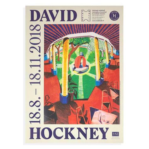 David Hockney - Kunsthalle Helsinki Exhibition poster for Sale | Artspace Museum Branding, Visuell Identitet, Penn Station, Cubism Art, Art Exhibition Posters, Museum Poster, Event Poster Design, David Hockney, Museum Exhibition