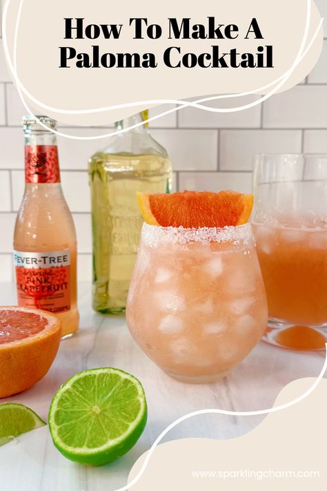 Served ice cold, this Pretty to Drink Grapefruit Paloma recipe is an all around refreshing treat. Today I am sharing How To Make A Paloma Cocktail. #grapefruitrecipes #paloma #PINKGRAPEFRUIT #classic paloma How To Make A Paloma Drink, Pink Paloma Cocktail, Best Paloma Recipe, Paloma Drink Recipe, Tequila Paloma Recipe, Paloma Cocktail Tequila Recipe, Paloma Cocktail Recipes, Paloma Cocktail Tequila, Grapefruit Paloma Recipe