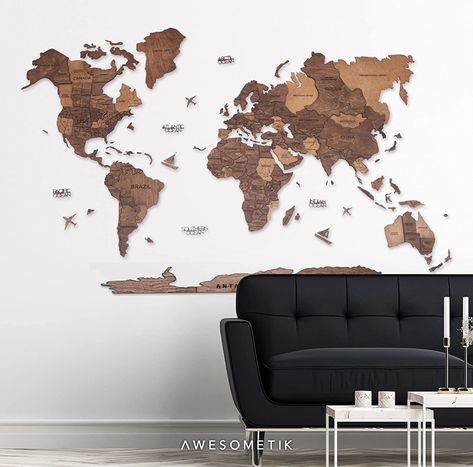 World Map Wall Decor, Wooden World Map, Wood World Map, Travel Wall Decor, Wooden Map, Map Wall Decor, Wood Map, World Map Wall Art, Map Decor