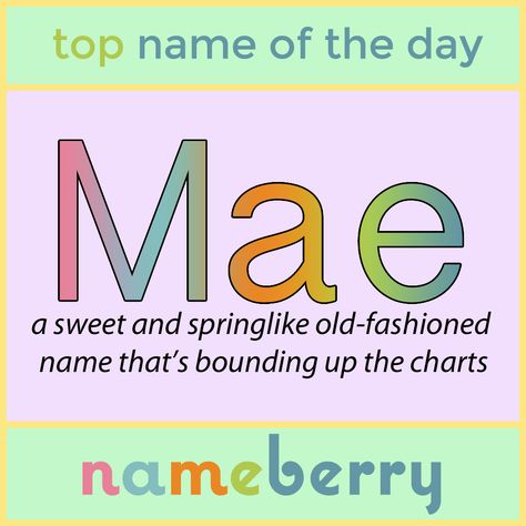 Increasingly associated with Mae Whitman as well as Mae West. https://nameberry.com/babyname/Mae?utm_content=buffer6c4ba&utm_medium=social&utm_source=pinterest.com&utm_campaign=buffer Mae Name Meaning, Mae Name, Home Water Birth, Elimination Communication, Neutral Names, Mae Whitman, Baby Names Girl, Baby Name Meaning, Rare Names