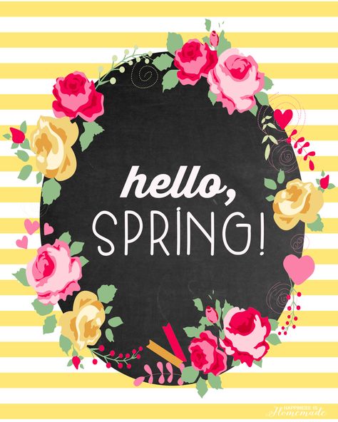 This cute floral and chalkboard "Hello, Spring!" printable is a great way to welcome the new season! Spring can't come soon enough! Hello Spring Wallpaper, Spring Printables Free, Frühling Wallpaper, Spring Printables, Spring Wallpaper, Easter Printables, Spring Holidays, Spring Art, Welcome Spring