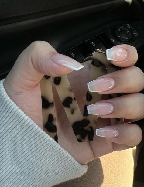 French Tip Nails Clear Base, Coffin Square French Tip Nails, Square French Tip Outline Acrylic Nails, Micro French Tip Nails Coffin, Nails Inspiration White Tip, Clear Coat Acrylic Nails, Square Coffin French Nails, Long Square Wedding Nails, Narrow Square French Tip Nails