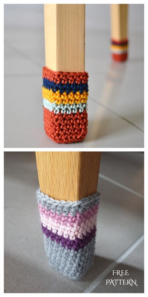 Scrap Yarn Chair Leg Socks Free Crochet Patterns & Paid - DIY Magazine Chair Socks Pattern, Chair Socks, Leg Socks, Knitted Items, Scrap Yarn, Crochet Throw Blanket, Diy Magazine, Crochet Socks, Crochet Cushions