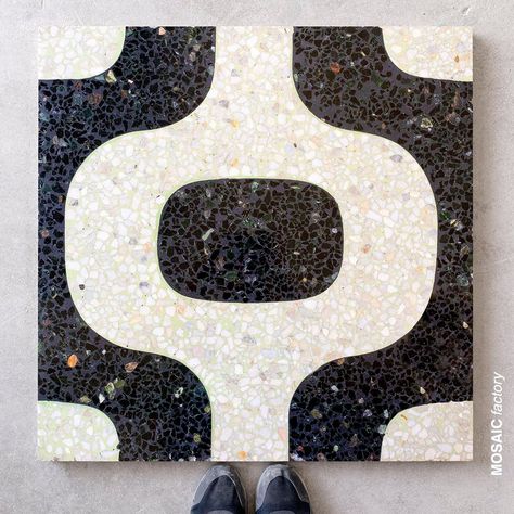 White Terrazzo Tile, Terrazzo Tile Floor, Black And White Terrazzo, Outdoor Renovation, White Terrazzo, Terrazzo Tile, White Mosaic, Patterned Floor Tiles, Tile Mosaic