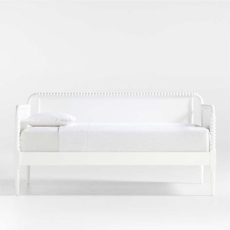 Jenny Lind White Wood Spindle Kids Daybed Frame + Reviews | Crate & Kids Spindle Daybed, Modern Kids Table, Jenny Lind Bed, White Daybed, Black Daybed, Wood Twin Bed, Kids Daybed, Twin Trundle Bed, Jenny Lind