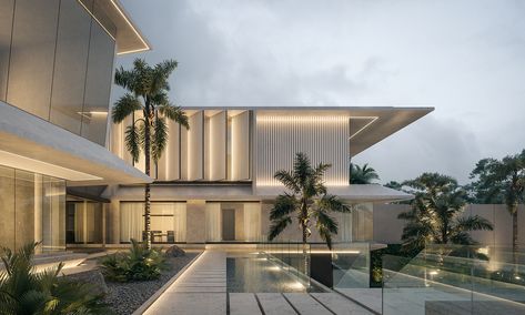 CB House on Behance Minimalist House Exterior Design, Wall Design Home, Modern Villa Exterior, Home Design Kitchen, Mansion Exterior, Luxury Exterior, Contemporary House Exterior, Modern Villa Design, Casa Country