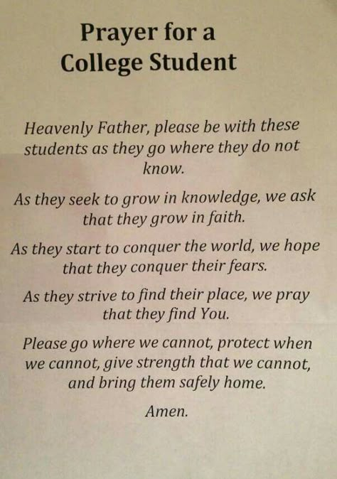 Prayer for college student Graduation Prayers, Prayer For Students, Quotes For College Students, First Day Of College, Prayer For My Children, School Prayer, College Quotes, Opening Prayer, Prayers For Children