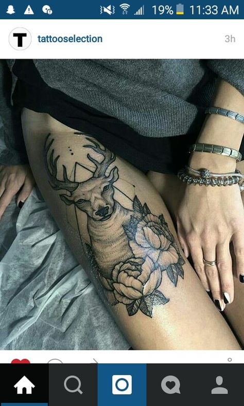 Thigh tattoo Sternum Tattoo Designs For Women, Animal Sternum Tattoo, Western Sternum Tattoo Women, Western Underboob Tattoo, Deer Chest Tattoo, Western Sternum Tattoo, Womens Sternum Tattoo Ideas, Womens Chest Tattoo, Sternum Tattoo Women