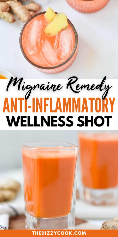 Ginger Wellness Shots, Migraine Remedy, Foods For Migraines, Natural Migraine Relief, Migraine Diet, Turmeric And Ginger, Turmeric Shots, Remedies For Nausea, Anti Nausea