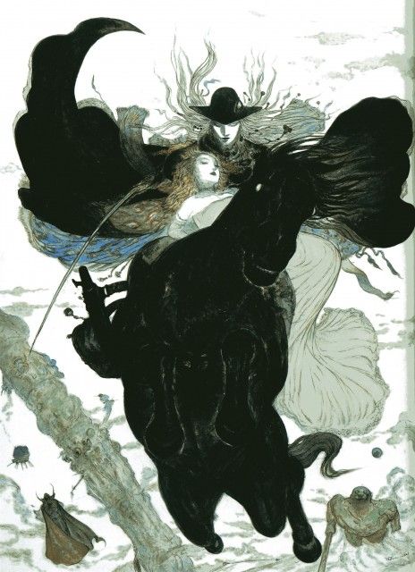 Yoshitaka Amano, Vampire Hunter D, Amano First, D (Vampire Hunter D), Doris Lang Yoshitaka Amano, Vampire Hunter D, Vampire Hunter, Arte Inspo, 판타지 아트, Ethereal Art, Jolie Photo, Japanese Artists, 그림 그리기