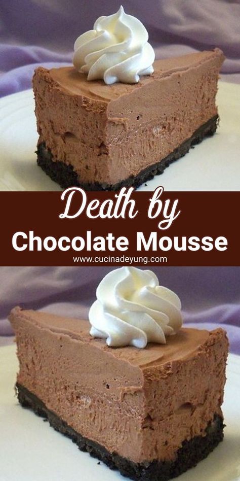 Chocolate Chip Vanilla Mousse, Chocolate Mousse Bars, Mousse Recipes Desserts, Easy Chocolate Mousse Pie, Chocolate Mousse Pie Recipe, Easy Chocolate Mousse Cake, Cake For Party, Sweet Chips, Chocolate Mousse Desserts