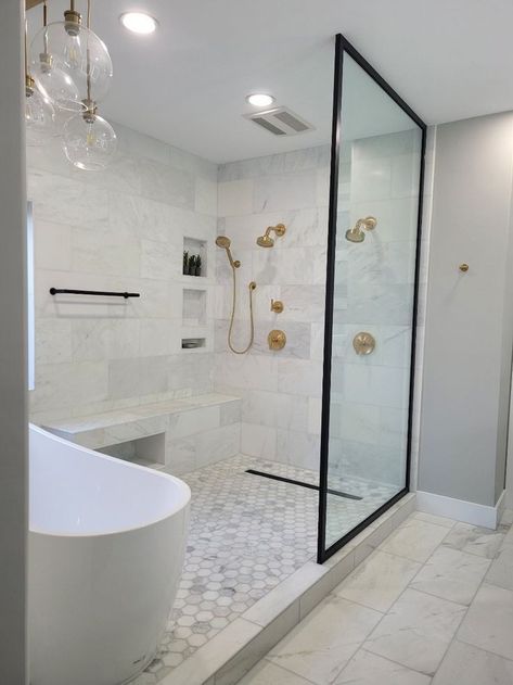 Wet Room Bathroom, Bathroom Redecorating, Full Bathroom Remodel, Luxury Master Bathrooms, Bad Inspiration, Bathroom Redesign, Master Bath Remodel, Bathroom Remodel Designs, Bathroom Remodel Shower