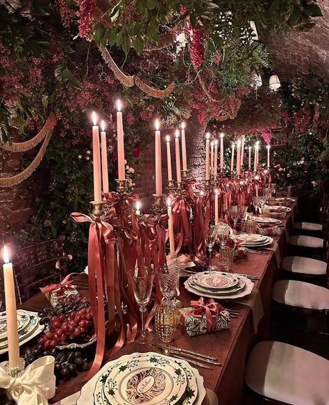 Maison Margaux on Instagram: "The Cellars of London @the_lanesborough 🍇🕯️ Oodles of bowed ribbon, a rich, jewel colour palette, dramatic lighting and sumptuous food served in the wine cellars of London’s iconic @the_lanesborough Shown here our Lyla table settings, Vienna gold charger, gold cutlery, white glassware and gold rimmed wine settings 🍽️ Our fellow lovely creatives @alicewilkes_design @lucyvailfloristry @thekensingtonpaperie @finfellowes Thank you @antoinette_lettieri ❤️ Another triumph🍷🥂 #london #winecellar #maisonmargaux #merry #merryandbright" Eloise Christmas, Thanksgiving Hosting, Vintage Food Posters, Food Posters, Thanksgiving 2024, Gold Cutlery, Christmas Tablescape, Vintage Food, Thanksgiving Table Settings