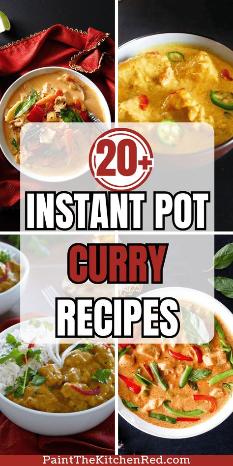 Get the best easy Instant Pot curry recipes! These recipes are great ideas for busy weeknights. There are recipes that are Indian, Thai, and more! Instant Pot curry recipes for chicken, beef, fish, or vegetarian. Thai Red Curry Beef, Pressure Cooker Curry, Instant Pot Curry, Chicken And Potato Curry, Chicken Breast Curry, Easy Chicken Tikka Masala, Indian Chicken Curry Recipe, Chicken Curry Soup, Curry Beef