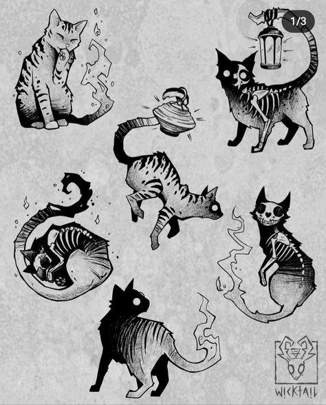 Witchy Sleeve, Therian Stuff, Creepy Tattoos, Spooky Tattoos, Tattoo Art Drawings, Tattoo Design Drawings, Creative Tattoos, Cute Animal Drawings, Cat Tattoo