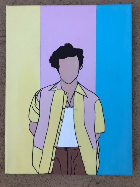 Harry Styles Canvas Painting, Harry Styles Painting, Journal Painting, One Direction Art, Harry Styles Drawing, Direction Art, Art Assignments, Small Canvas Paintings, Drawing Journal