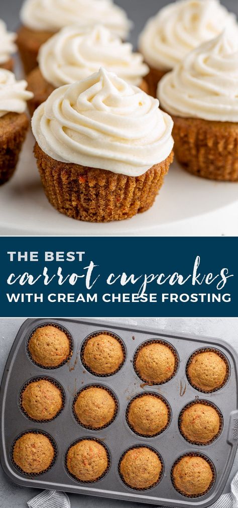 Muffins With Cream Cheese Frosting, Carrots Cake Cupcakes, Carrot Cake Cupcakes Easy, Carrotcake Cupcakes, Moist Carrot Cake Cupcakes, Carrot Cake Recipe Cupcakes, One Bowl Cupcakes, Carrot Cupcakes Recipe, Carrot Muffin