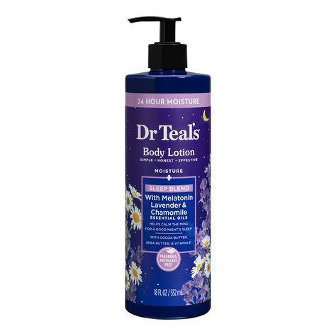 Dr Teal's Sleep Body Lotion with Melatonin, Lavender & Chamomile Essential Oils, 18 fl oz - Walmart.com Dr Teals, Hygiene Essentials, Bedtime Ritual, Reduce Hair Fall, Chamomile Essential Oil, Night Time Routine, Skin Care Moisturizer, Cocoa Butter, Fall Hair