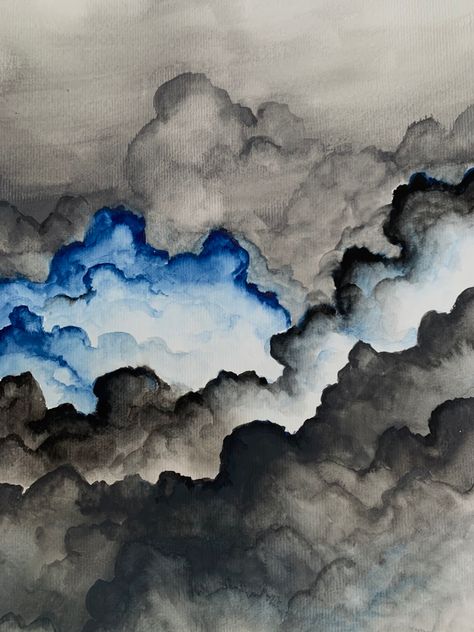 Storm Watercolor Painting, Nature Watercolor, Watercolor Sky, Watercolour Inspiration, Watercolor Art Lessons, Watercolour Painting, Painting Inspiration, Art Lessons, Watercolor Painting