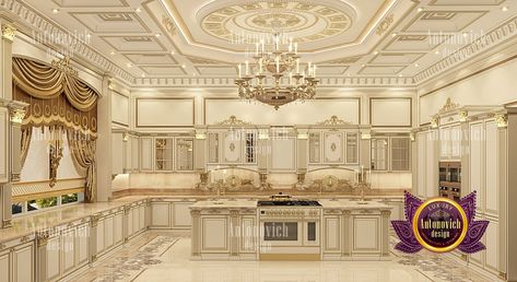 Most Luxurious Classical Kitchen Design Classical Kitchen Design, Royal Villa, Classical Kitchen, Classical Interior Design, Royal Kitchen, Castle Ideas, Small Kitchen Design, Villa Interior, Desain Pantry