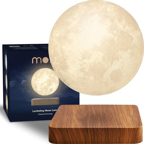 Levitating Moon Lamp 3D Printed Floating and Spinning 360° Magnetic Luna Unique Gift Night Light (Dark Wood Base) : Amazon.co.uk: Lighting Levitating Moon Lamp, Unique Corporate Gifts, Lamp 3d, Bulbs Indoor, Moon Lamp, Smart Lighting, Touch Of Modern, Soft Lighting, Indoor Lighting