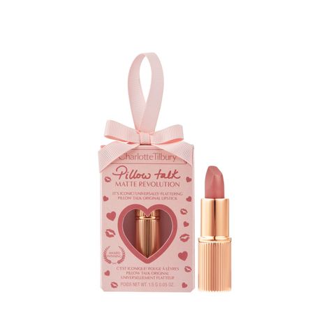 Mini Bauble Beauty Gift: Pillow Talk Lipstick | Charlotte Tilbury Ornament Packaging, Pink Matte Lipstick, Nude Pink Lipstick, Revolution Lipstick, Pillow Talk Lipstick, Charlotte Tilbury Pillow Talk, Charlotte Tilbury Matte Revolution, Beauty Gift Guide, Makeup Shades