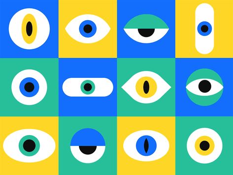 Animation Icon, Doodle Animation, Flat Logo Design, Motion Logo, Eye Illustration, Gif Animated, Eye Logo, Riso Print, Graphic Design Ads