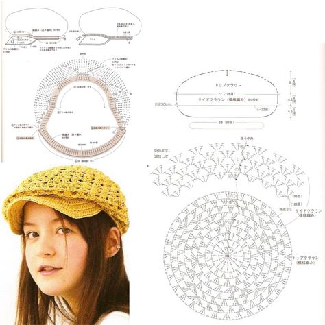 Pola Topi, Crochet Hat For Beginners, Crochet Sun Hat, Crochet Stitches Guide, Crochet Shawl Pattern Free, Hat Beret, Diy Hat, Crochet Tablecloth, Shawl Crochet Pattern