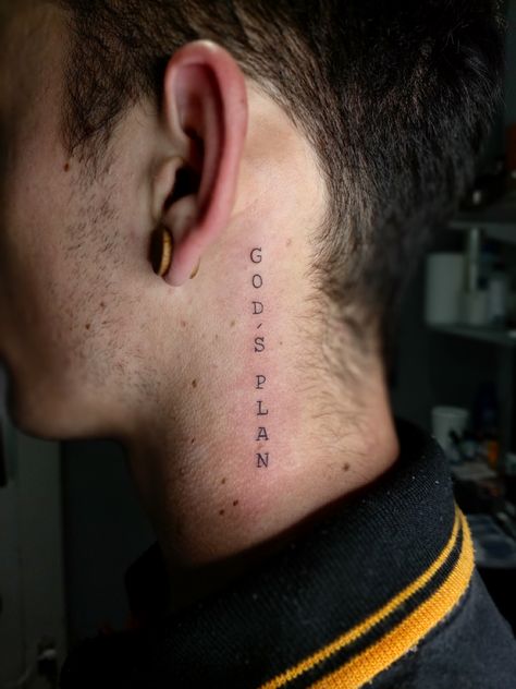 Gods Plan Tattoo, Plan Tattoo, Christian Tattoos Men, Tattoos Men, Clever Tattoos, God's Plan, Gods Plan, Ear Tattoo, Behind Ear Tattoo