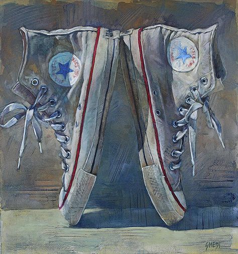 Gordon Smedt Artist | En Pointe Sneaker Art Paintings, Gordon Smedt, Shoe Illustration, Art Topics, Realism Paintings, Alevel Art, Photo Realism, California Bay Area, Contemporary Realism