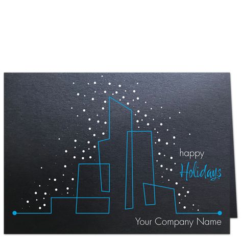 You Own Company Name is Featured in White Ink on the Front of This Modern Corporate Holiday Card Printed on our Onyx Shine Card Stock ~ Company Christmas Card Ideas, Corporate Card Design, Corporate Holiday Card Design, Corporate Christmas Cards Design, Company Christmas Card, Company Christmas Cards, Corporate Christmas Cards, Corporate Holiday Cards, Business Christmas Cards