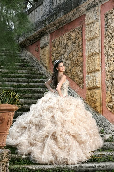 Quinceañera photo session at Vizcaya Museum Miami Places To Take Quinceanera Pictures, Quince Outdoor Pictures, Paris Quince Photoshoot, Quince Garden Pictures, Quince Picture Ideas, Vizcaya Quinceanera Photos, Quince Photoshoot Ideas, Quinceañera Photoshoot Ideas, Quince Pictures