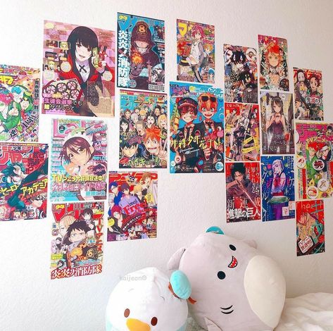 Anime Wall Ideas Bedroom, Anime Wall Art Bedroom, Anime Poster Wall Bedroom, Anime Poster Prints, Anime Bedroom Ideas, Otaku Room, Aesthetic Room Ideas, Vibrant Wall Art, Anime Decor