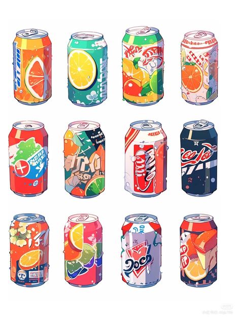 Cyberpunk Food Art, Aesthetic Drink Drawing, Aesthetic Soda Can, Soda Can Drawing, Soda Drawing, Soda Illustration, Soda Can Design, Soda Aesthetic, Drink Illustration