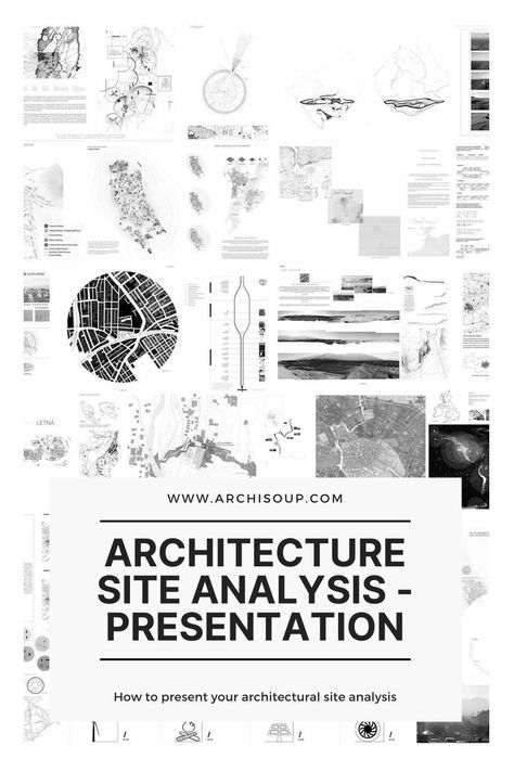 Architecture Site Analysis - Presentation - Whether it be for a presentation to your peers, a critique or to a client, being able to successfully communicate your site analysis and research is an important part of the process and one that should not be overlooked. It represents the beginning of your projects narrative and initially serves as a guide to help your audience understand its site and context, through to helping explain the design decisions and specific routes taken. Architecture Research Presentation, Analysis Architecture Presentation, Architecture Research, Site Analysis Board Architecture, Site Context, Site Analysis Diagram Architecture, Context Analysis Architecture, Research Analysis, Architecture Analysis