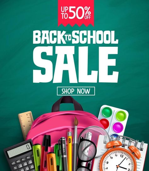 Sales Promotion Design, Back To School Promotion, Back To School Images, School Promotion, Banner Sample, Back To School Sale, Advertisement Design, School Banner, Vector Banner