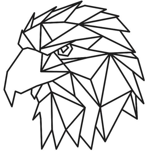 Eagle Geometric Design, Geometric Animals Drawing, Eagle Geometric, Rakel Sablon, Geometric Animal Head, Wall Art Paint, Geometric Art Animal, Eagle Wall Art, Stained Glass Patterns Free