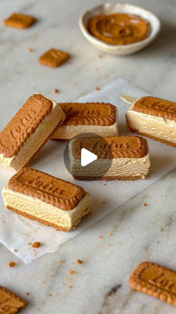 Arushi Hasija | Mills & Buns on Instagram: "the perfect summer dessert is here 🍨💛

If you’re as obsessed with biscoff as I am, you have to try out these no churn biscoff ice cream sandwiches 🥰

Ingredients-
1 cup heavy whipping cream
200g condensed milk
1/4 cup biscoff spread 
10 biscoff biscuits 

Method-
1. Whisk the heavy whipping cream on high speed until thick and voluminous. It should reach stiff peaks. 
2. Whisk in the biscoff spread and condensed milk until everything is well combined. 
3. Line an 8X4 inch loaf pan with parchment paper and arrange biscoff biscuits in the base. 
4. Pour over the ice cream mixture and cover with more biscuits. 
5. Freeze overnight or until the ice cream sets and cut into sandwiches. 

biscoff, biscoff ice cream, ice cream, no churn ice cream, ice Biscuit Ice Cream, Ice Cream Dessert, Biscoff Dessert, Biscoff Ice Cream, Biscoff Ice Cream Sandwich, Lotus Biscoff Pudding Recipe, Biscuit Base Recipe, Biscoff Desserts, Lotus Cake Biscoff