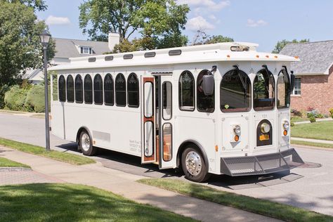 Wedding Transportation For Guests, Wedding Transportation Ideas, Wedding Party Transportation, Transportation For Wedding, Prom Arrival Transport Ideas, Wedding Trolley, Wedding Transport, Country Club Reception, Wedding Transportation